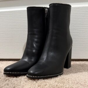 Coach Black Heeled Boots with Silver Trim